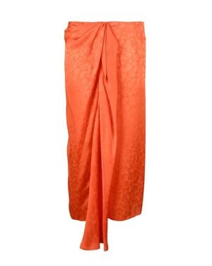 Manila Grace Acetate Silk Midi Skirt - Orange