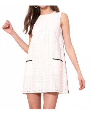 Donna Morgan Eyelet Sleeveless Dress - White