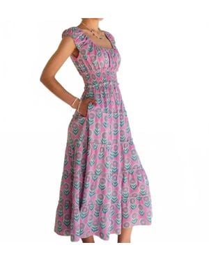 Pink City Prints Rah Rah Midi Dress - Purple