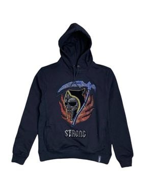 ROKU STUDIO Rhinestone Strong Reaper Hoodie - Blue