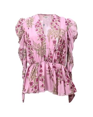 Giambattista Valli V-Neck Floral Print Blouse - Pink