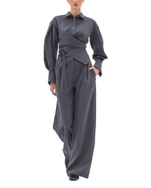 BGL 2Pc Blouse & Pant Set - Blue