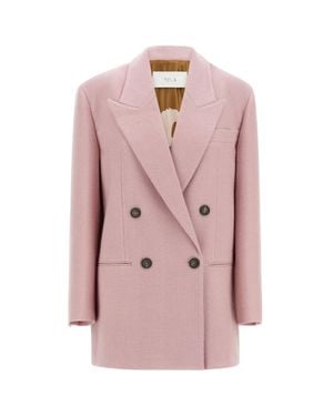 Tela Nomade Double-Breasted Tailored Wool Blazer - Pink