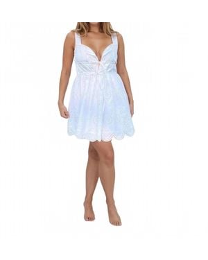 NIBI MTK Louisa Eyelet Mini Dress - Blue