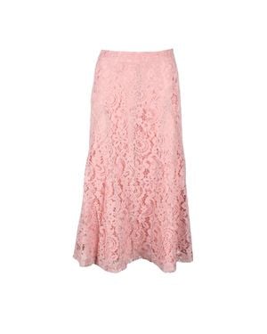 Semicouture Antique Lace Cotton-Blend Long Skirt - Pink