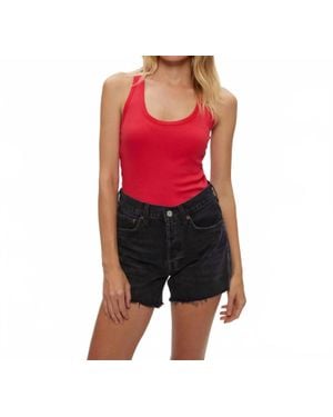 Michael Stars Cher Rib Scoop Neck Tank - Red