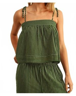 Miou Muse Market Stripe Tie Top - Green