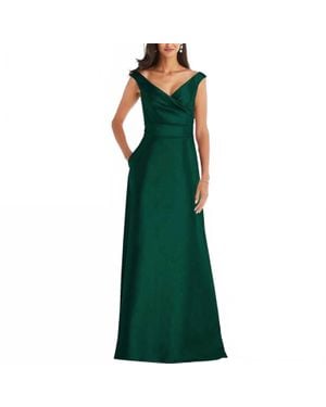 Alfred Sung Off The Shoulder Satin Gown - Green