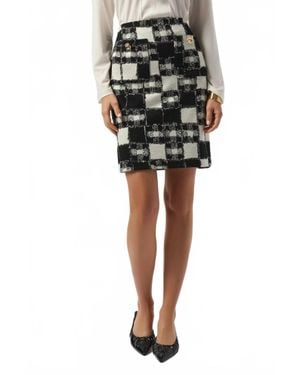 Joseph Ribkoff Checkered Jacquard Mini Pencil Skirt - Black