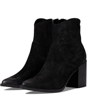 Steve Madden Cate Boots Croc Block Heel Ankle Bootie Zap755 - Black