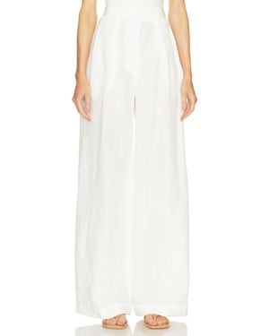 Matthew Bruch Button Pleated Trouser - White