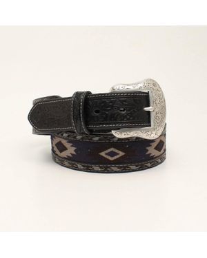 Nocona Belt Co Southwest Fabric Inset Belt - Black