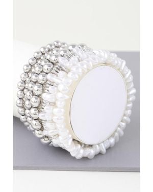 Fashnzfab Pearl Beaded Bracelet - Gray