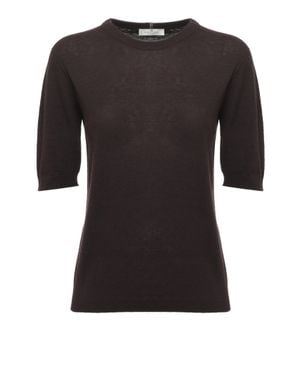Panicale Round-Neck Elastic Ribbed Cashmere Sweater - Black