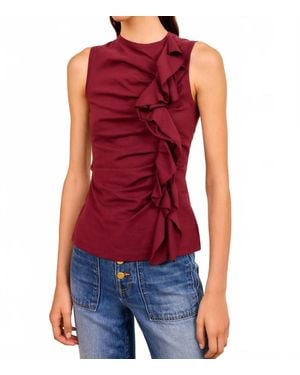 Ulla Johnson Clio Ruched Ruffle Top - Red
