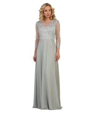 TRUEDAMES Plus Size Formal Evening Mother Of Bride Gown - Gray