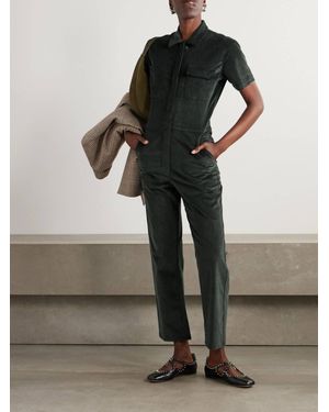 Rivet Utility Worker Corduroy Short Sleeve Jumpsuit - Gray