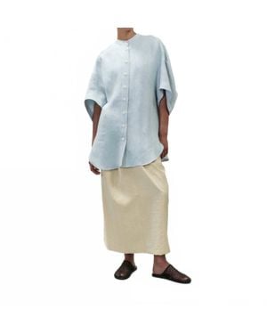 Alysi Maxi Linen Blouse - Blue