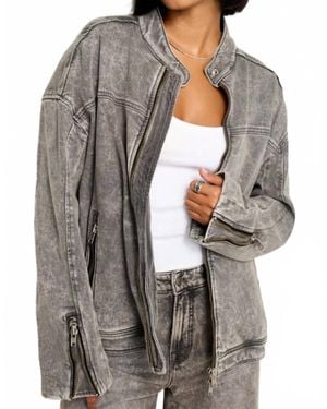 GOOD AMERICAN Boyfriend Moto Jacket - Gray