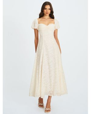 Miss Circle Pandora Bubble Sleeve Backless Maxi Dress - White