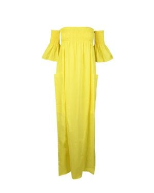 Semicouture Cotton Long Dress - Yellow