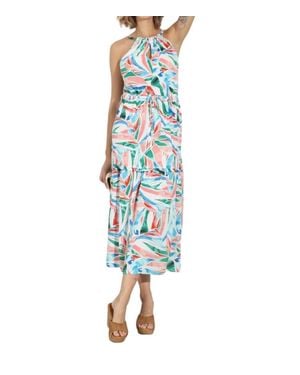 Veronica M Tiered Halter Midi Dress - Blue