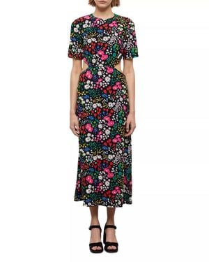 The Kooples Joyful Flowers Midi Dress - Purple