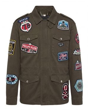 Philipp Plein Military Jacket Patches - Gray