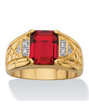 Palmbeach Jewelry 3.55 Tcw Genuine Garnet And Diamond Accent 18K-Plated Etched Ring - Red