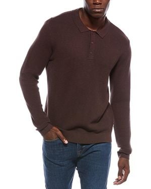 Onia Textured Knit Long Sleeve Polo Shirt - Brown