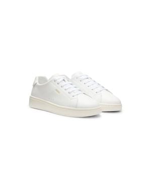 HUGO Nappa Leather Sneakers With-Tone Logo - White