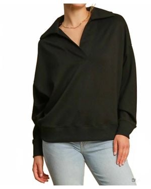 Umgee Collared Neck Top - Black