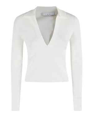IRO Fitted Top With Deep V-Neckline - White