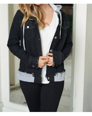 White Birch Jean Jacket With Removable Hood - Black