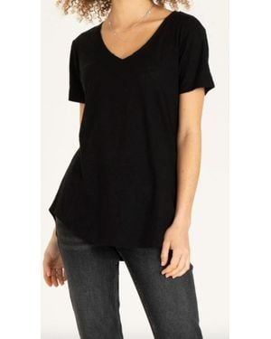 Another Love Valentina Slub V Neck - Black