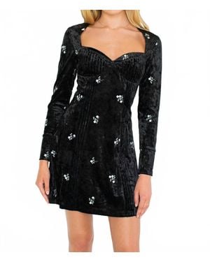 Kestan Talia Velvet Mini Dress - Black