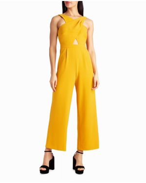 Nicole Miller Charli Stretch Crepe Halter Neck Jumpsuit - Yellow