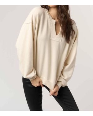Project Social T Tahlia Notch Neck Sweatshirt - Natural