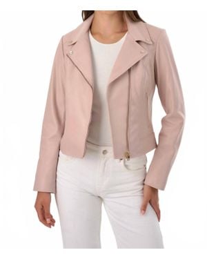 Lamarque Kelsey Leather Biker Jacket - Brown