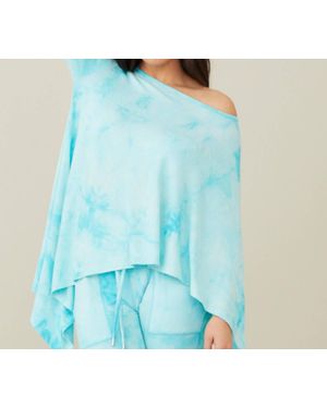 French Kyss Soft Stretch Asymmetrical Tie Dye Top - Blue