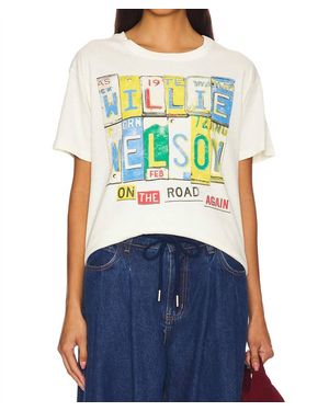 Daydreamer Willie Nelson On The Road Again Boyfriend Tee - Blue