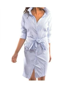 Gretchen Scott Wash And Wear Breezy Blouson Stripe Dress - Blue