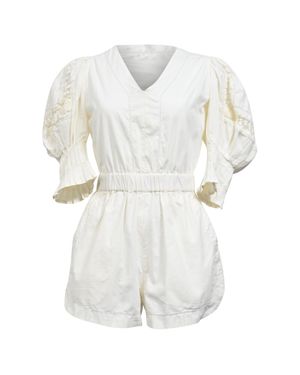 Sea Thora Thread Pull Romper - White