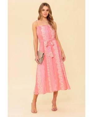 TRUEDAMES Tailor Made For You Woven Lace Midi Dress - Pink