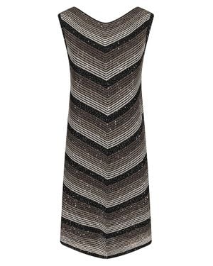 D. EXTERIOR Chevron Knit Midi Dress With Sublime Shimmer - Gray