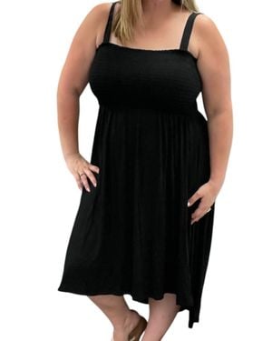White Birch Smocked Hi Low Little Dress - Black