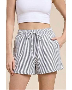 Charlotte Avery Striped Coastal Drawstring Shorts - White