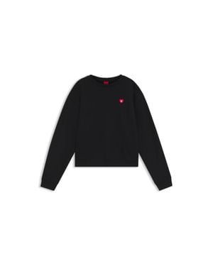 HUGO All-Gender Cotton-Terry Sweatshirt With Heart Logo - Black