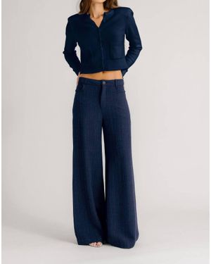 SABLYN Adrianna Pinstriped Exaggerated Wide Leg Pants - Blue