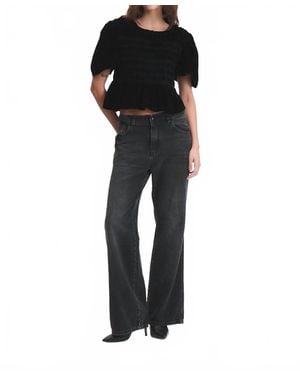DELUC Forrest Velvet Peplum Top - Black